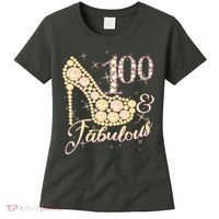 Fabulous & 100 Sparkly Heel 100th Birthday Women's T-Shirt thumb 0