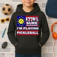 Funny 1776 Sure IM Playing Pickleball Kids Hoodie thumb 2