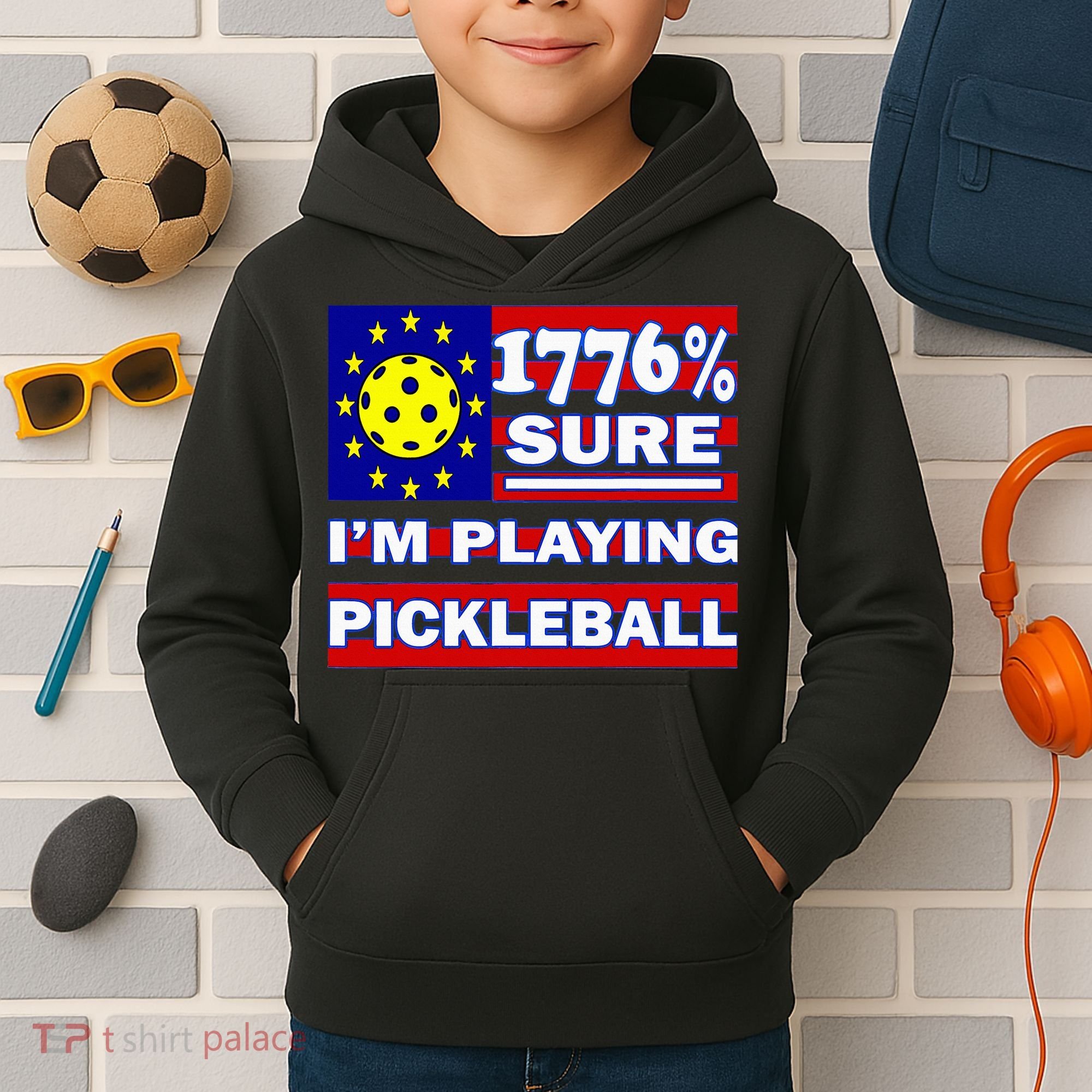 Funny 1776 Sure IM Playing Pickleball Kids Hoodie