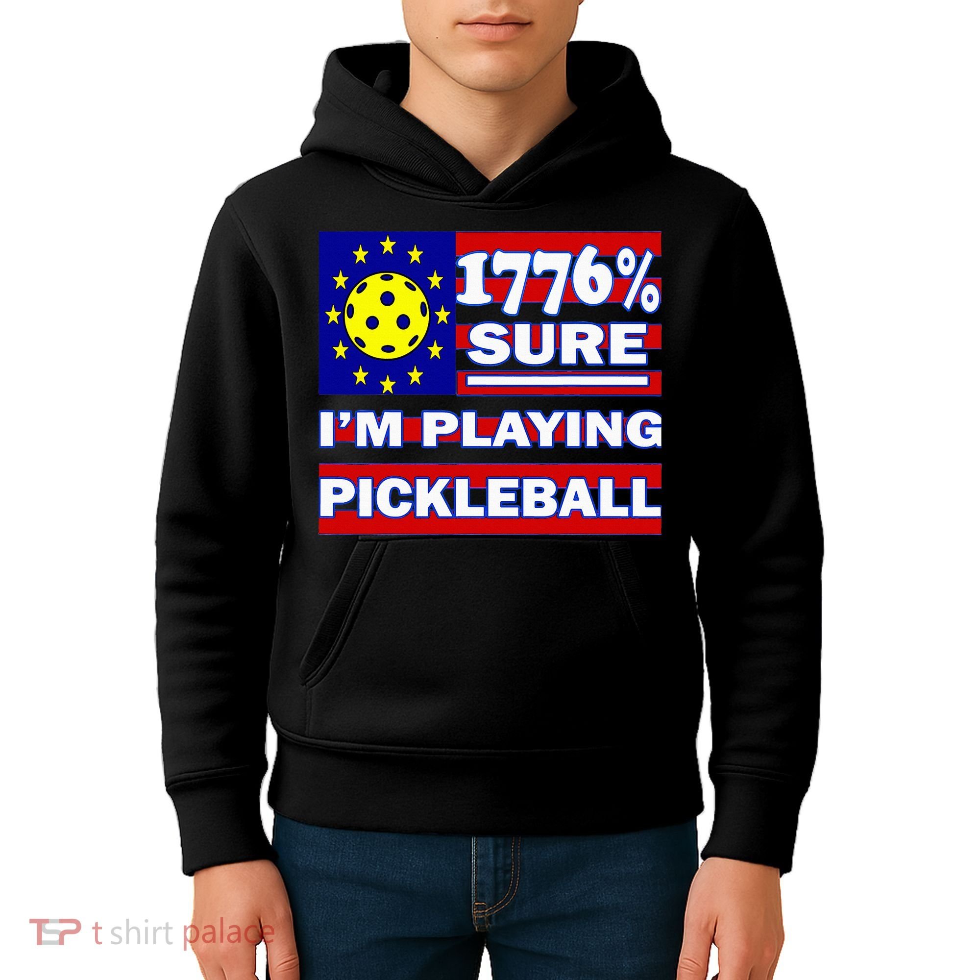 Funny 1776 Sure IM Playing Pickleball Kids Hoodie