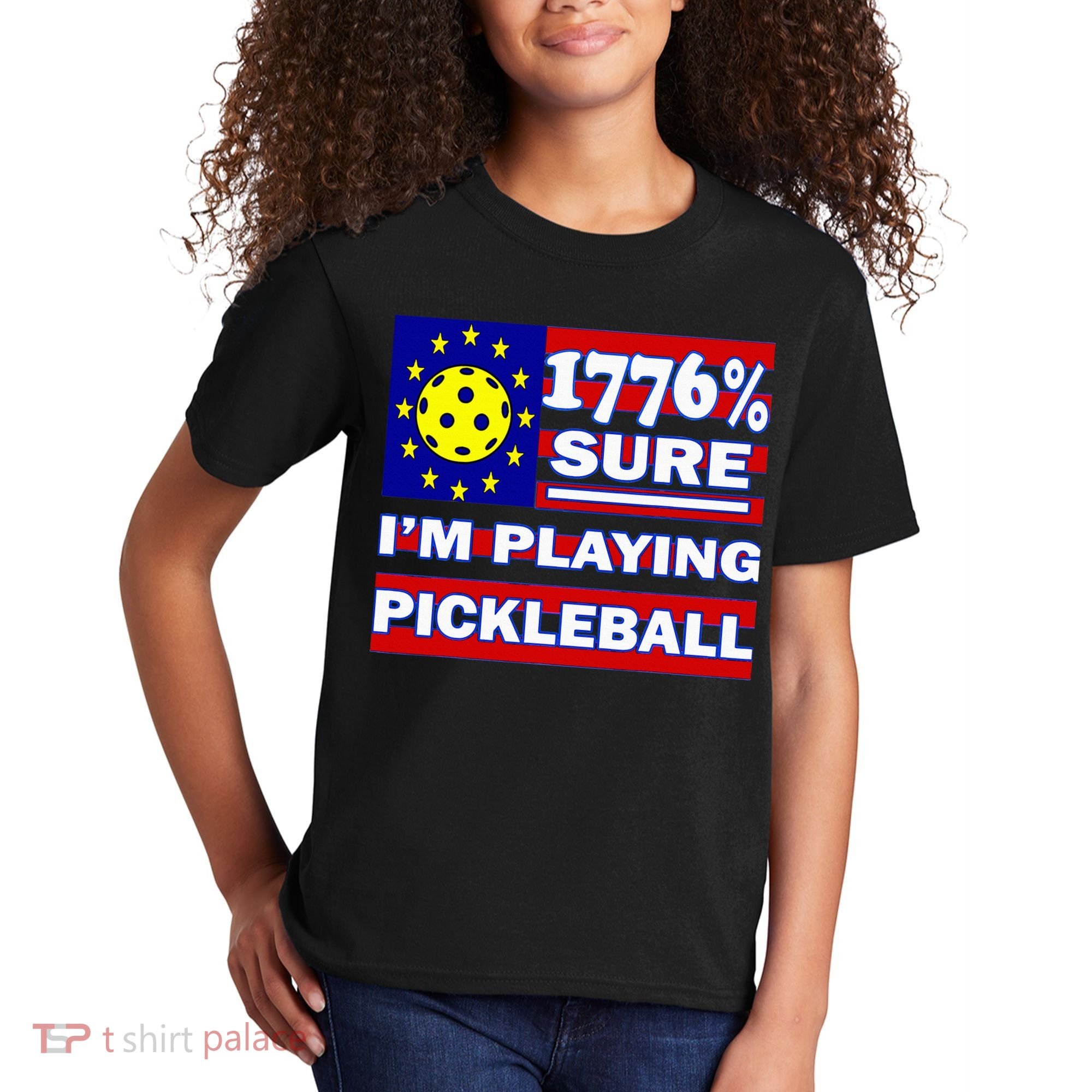 Funny 1776 Sure IM Playing Pickleball Kids T-Shirt