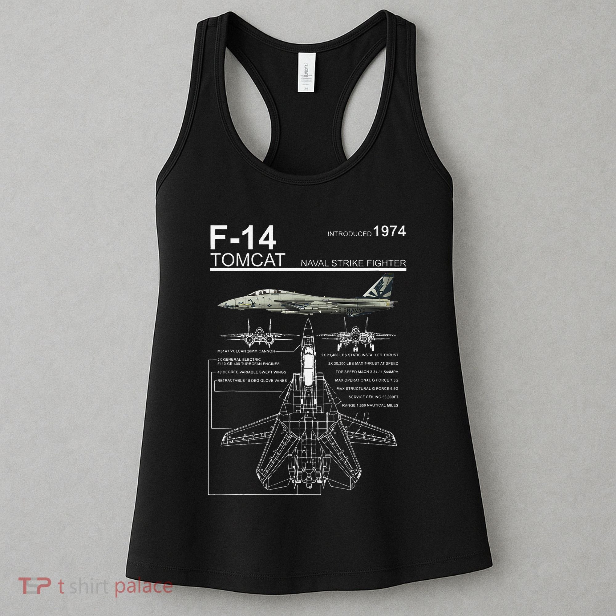 F 14 Tomcat Fighter Jet Diagram Graphic Women's Tank Top