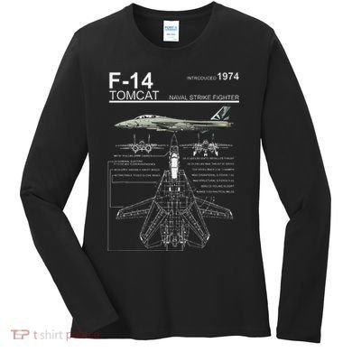 F 14 Tomcat Fighter Jet Diagram Graphic Women's Long Sleeve Shirt