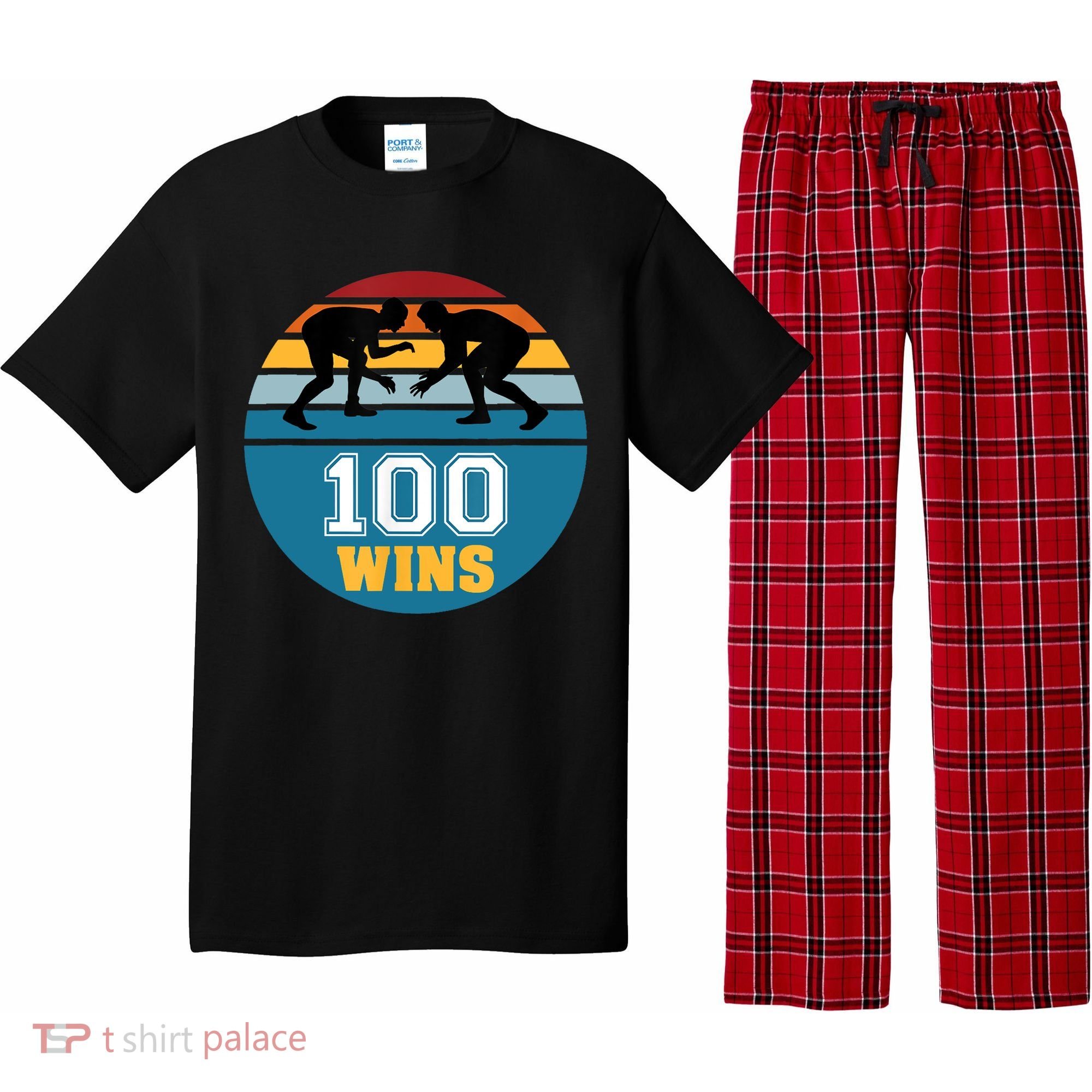 Funny 100 Wins Wrestling Gift Pajama Set