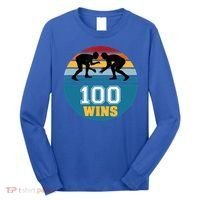 Funny 100 Wins Wrestling Gift Long Sleeve Shirt thumb 0