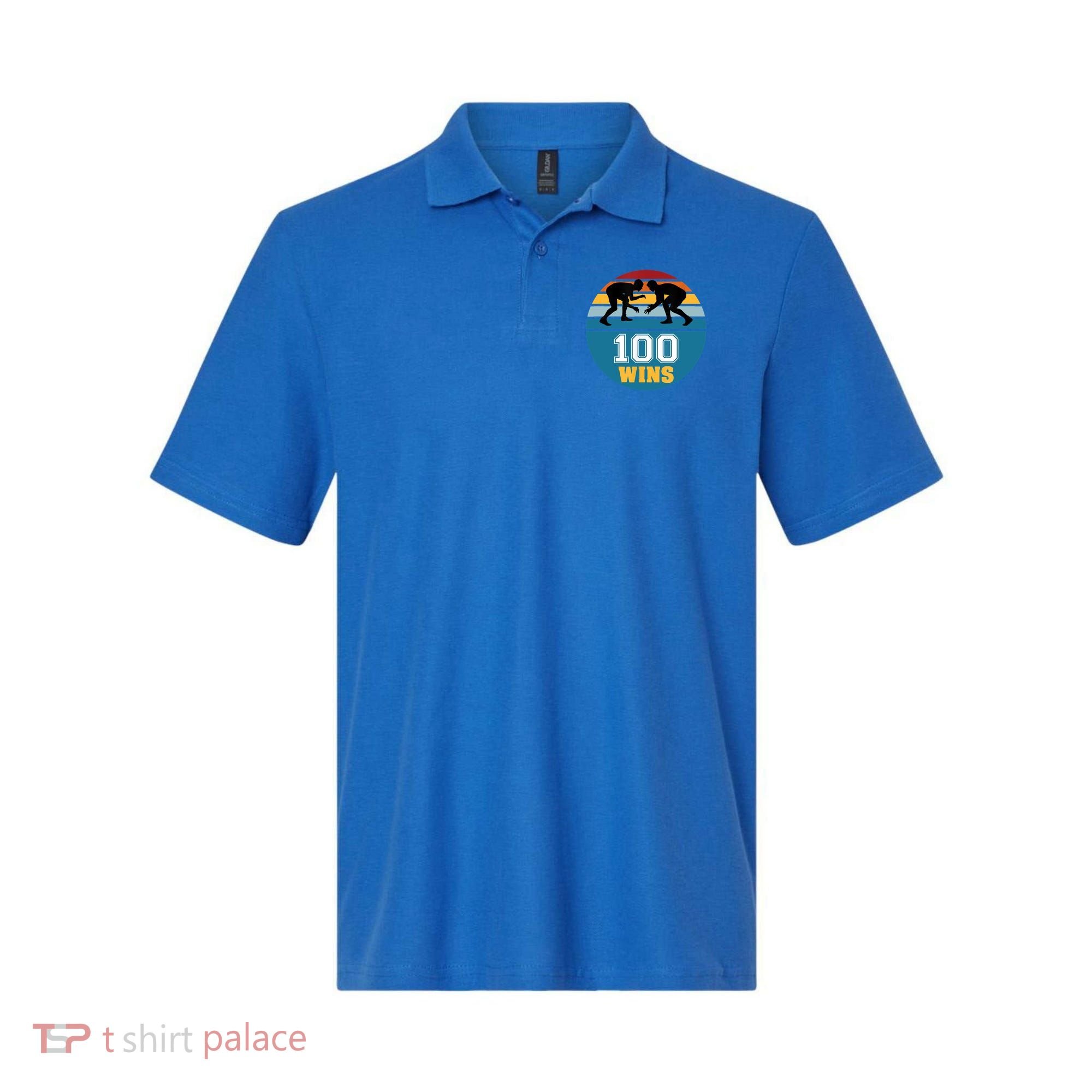 Funny 100 Wins Wrestling Gift Polo