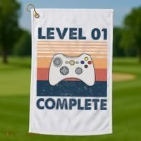 Funny 1st Wedding Anniversary For Couples Level 1 Complete Golf Towel thumb 1