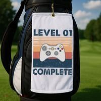 Funny 1st Wedding Anniversary For Couples Level 1 Complete Golf Towel thumb 2