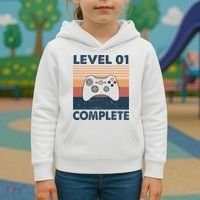 Funny 1st Wedding Anniversary For Couples Level 1 Complete Kids Hoodie thumb 3