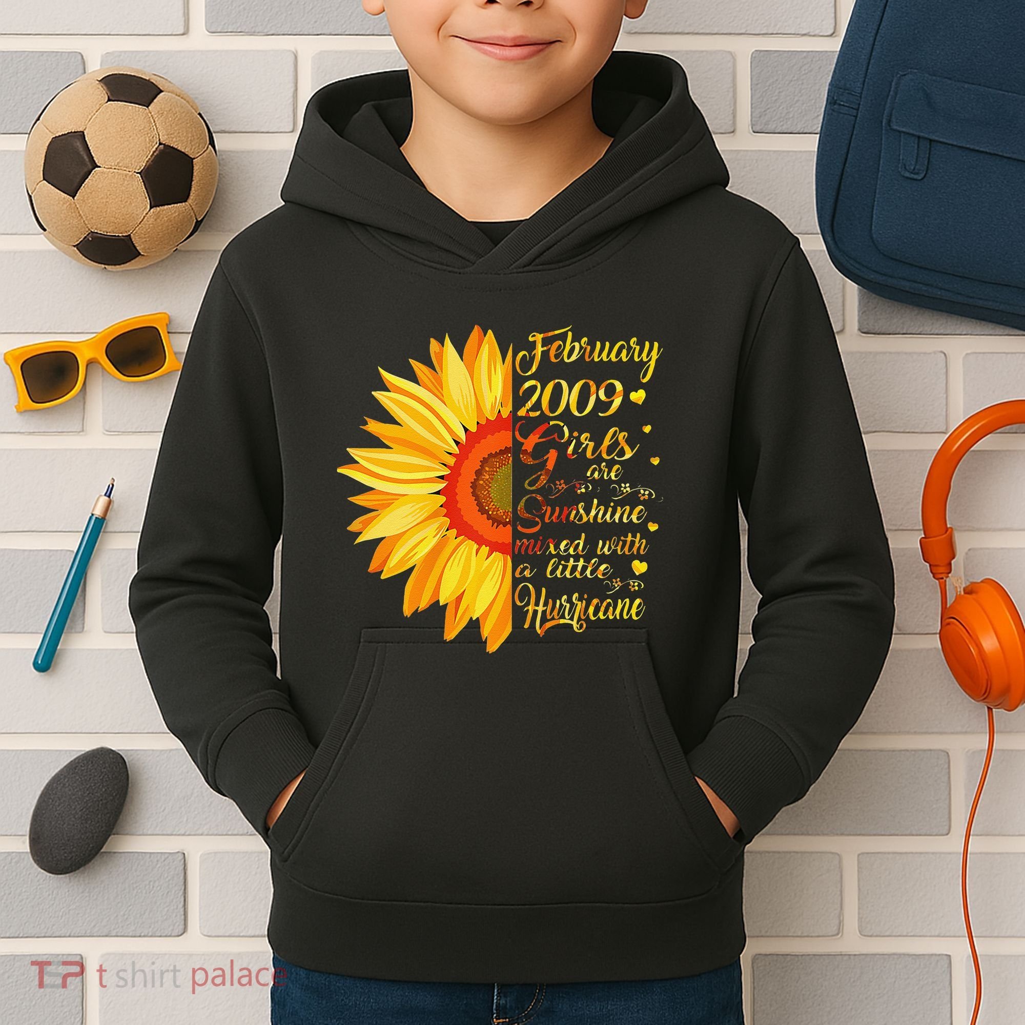 February 2009 14th Birthday Gift 14 Years Old Kids Hoodie