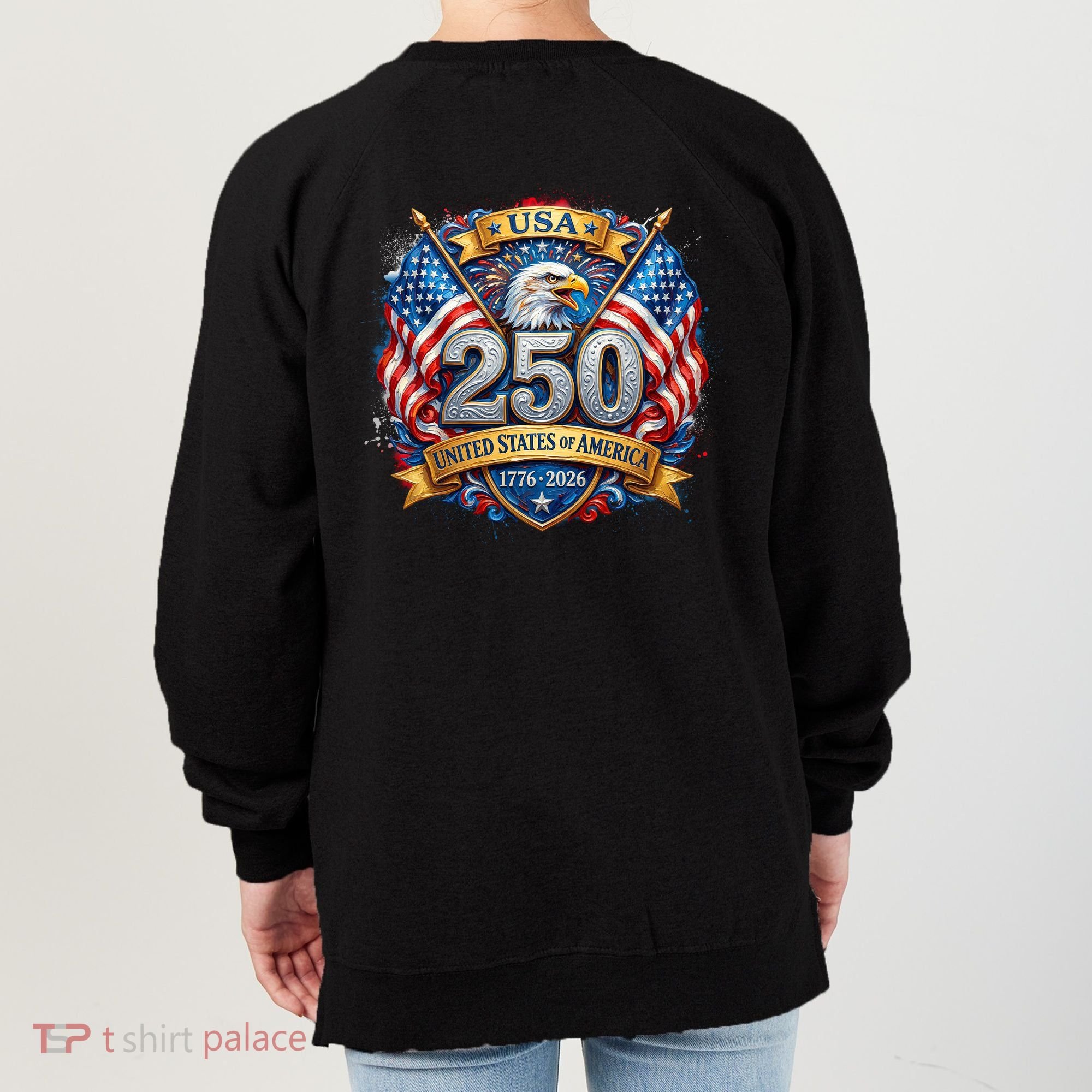 Freedom 250th Anniversary Birthday America USA Eagle Front And Back Women's Sweatshirt