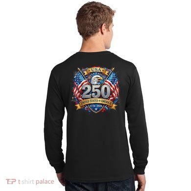 Freedom 250th Anniversary Birthday America USA Eagle Front And Back Long Sleeve Shirt back