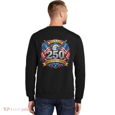 Freedom 250th Anniversary Birthday America USA Eagle Front And Back Sweatshirt back