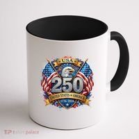 Freedom 250th Anniversary Birthday America USA Eagle Front And Back Coffee Mug thumb 1