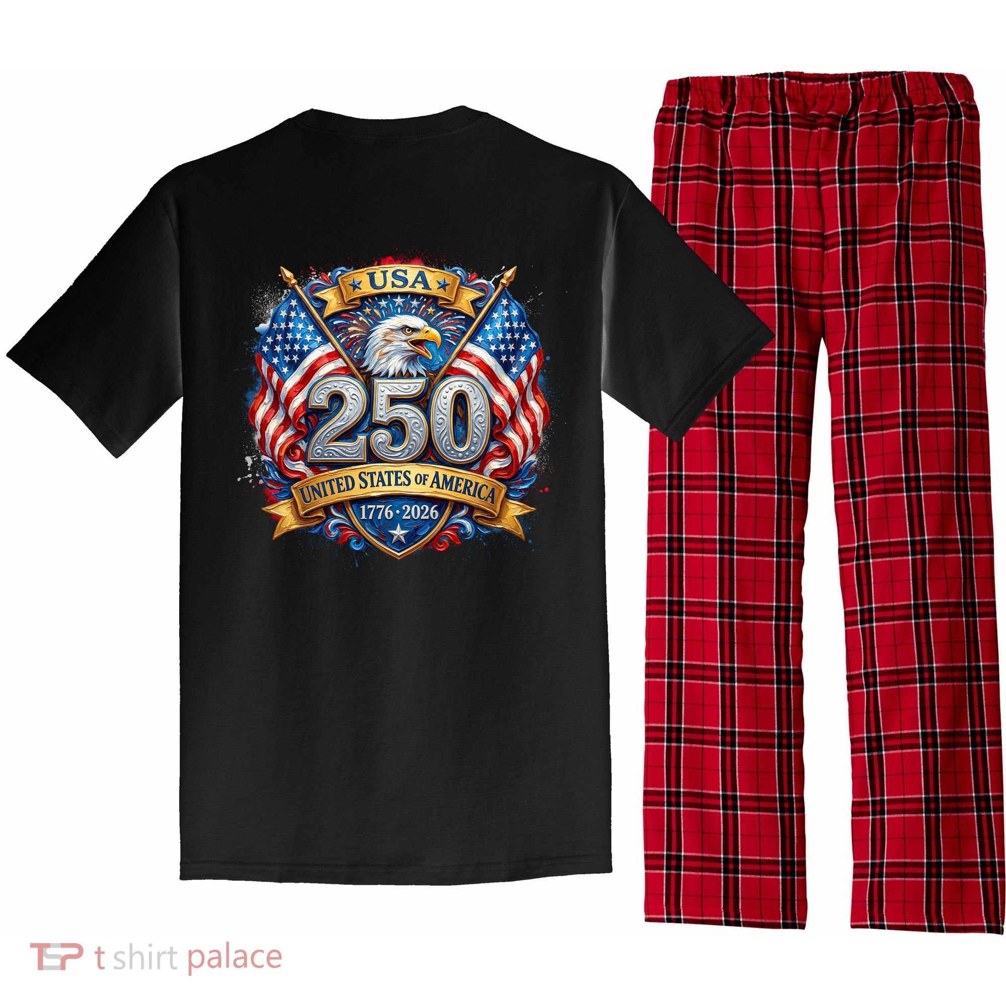 Freedom 250th Anniversary Birthday America USA Eagle Front And Back Pajama Set