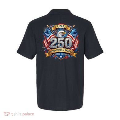 Freedom 250th Anniversary Birthday America USA Eagle Front And Back Polo back