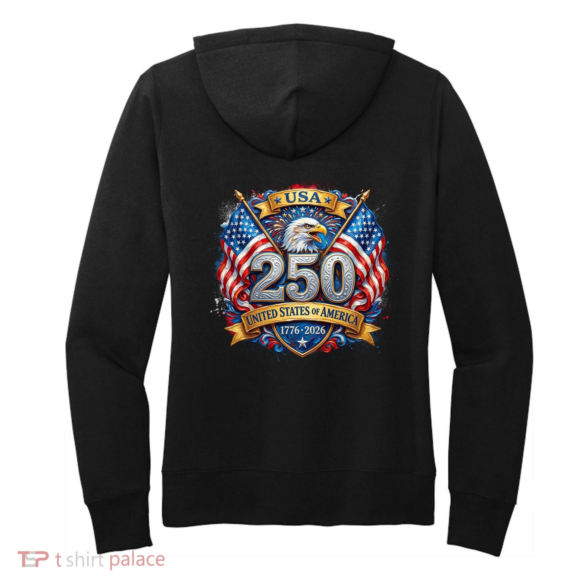 Freedom 250th Anniversary Birthday America USA Eagle Front And Back Women's Hoodie