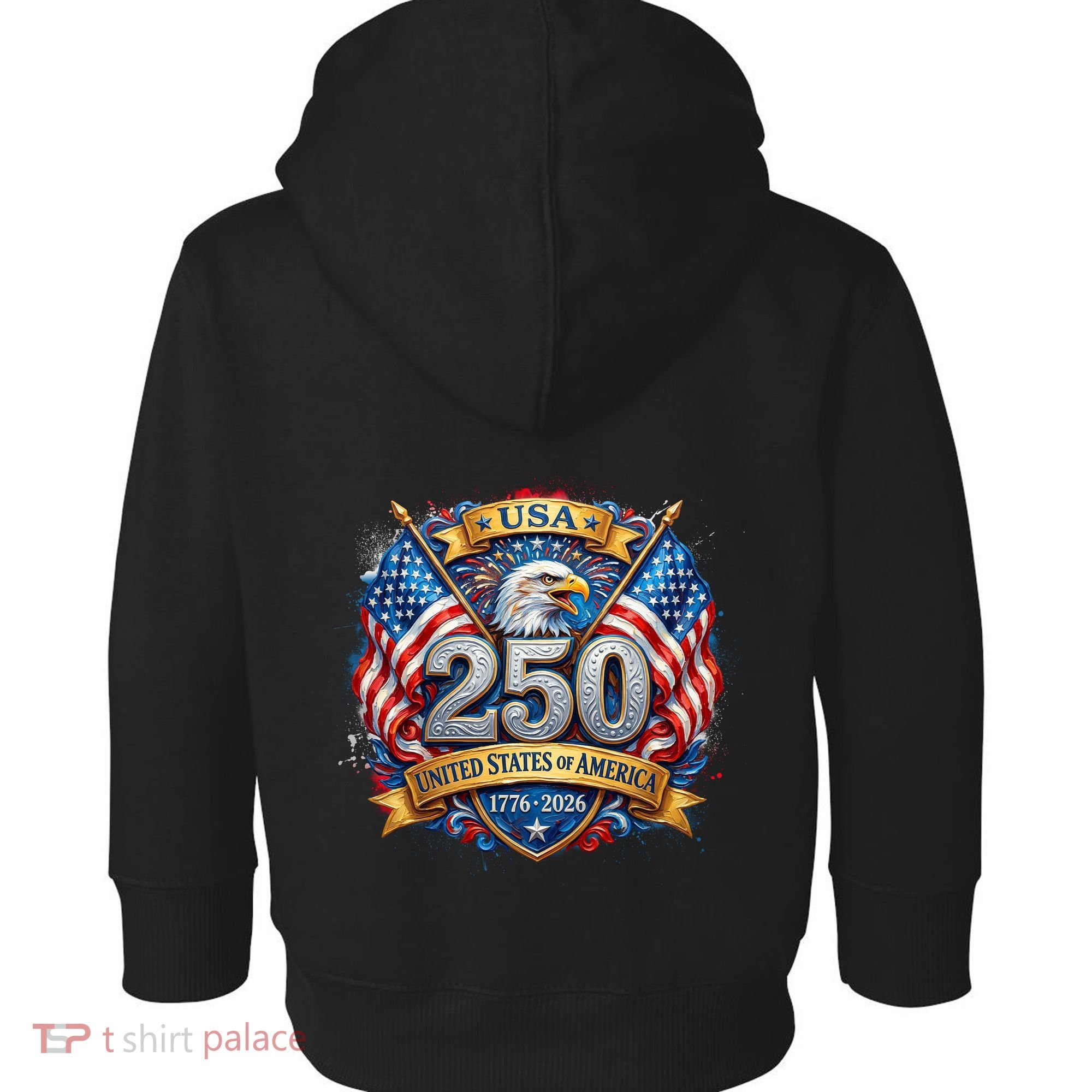 Freedom 250th Anniversary Birthday America USA Eagle Front And Back Toddler Hoodie