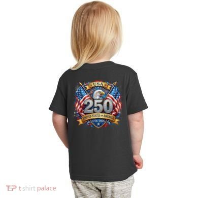 Freedom 250th Anniversary Birthday America USA Eagle Front And Back Toddler T-Shirt back
