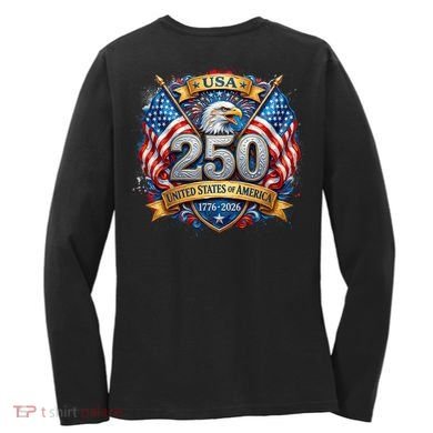 Freedom 250th Anniversary Birthday America USA Eagle Front And Back Women's Long Sleeve Shirt back