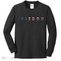 Freedom 250th Anniversary Birthday America USA Eagle Front And Back Kids Long Sleeve Shirt thumb 0
