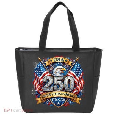 Freedom 250th Anniversary Birthday America USA Eagle Front And Back Tote Bag back