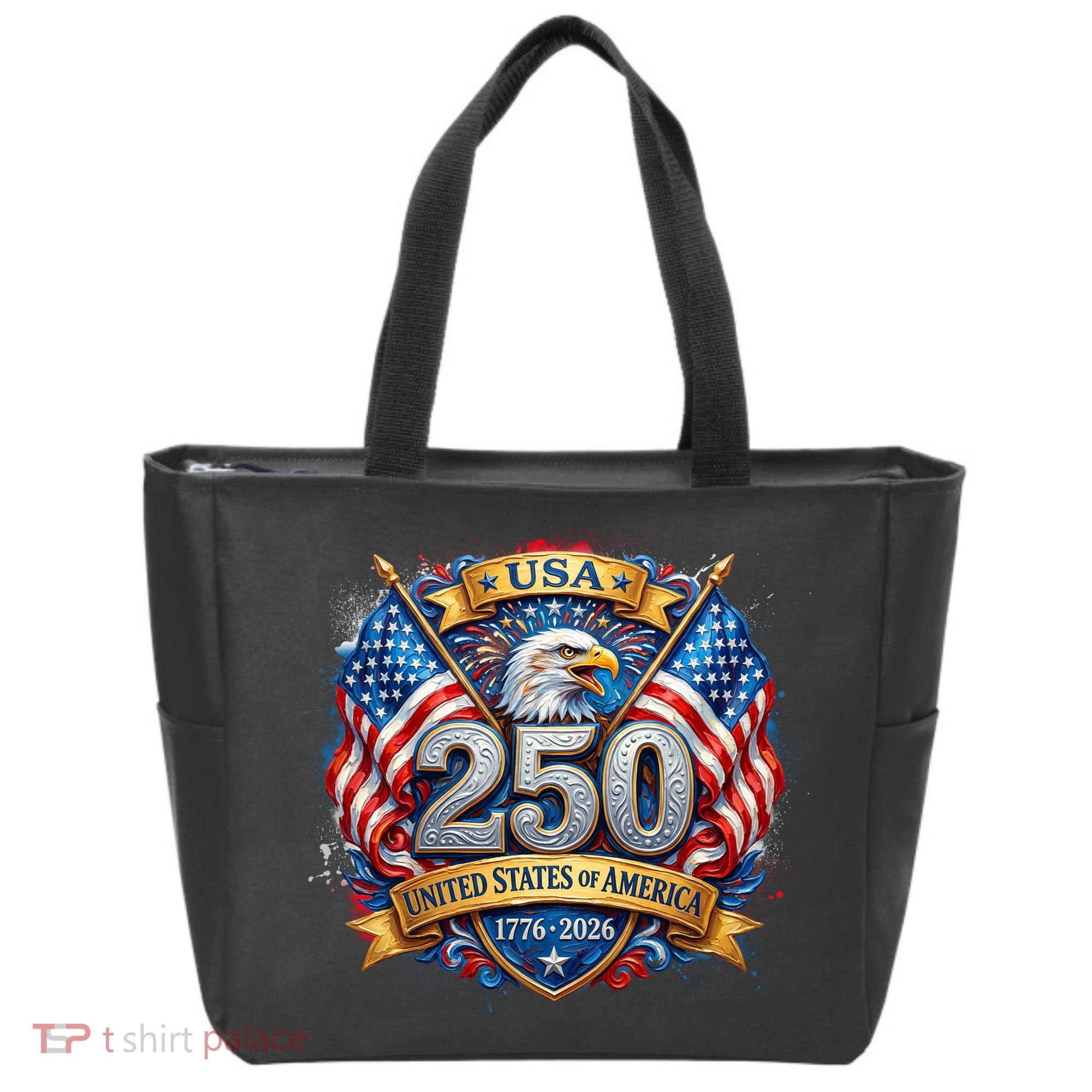 Freedom 250th Anniversary Birthday America USA Eagle Front And Back Tote Bag