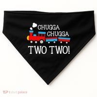 Funny 2nd Birthday Train Chugga Chugga Two Two USA-Made Doggie Bandana thumb 0