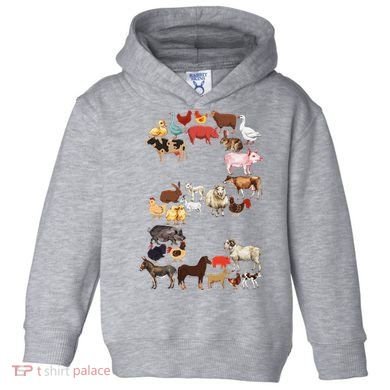 Fun 2nd Birthday Farm Animals Themed 2 Year Old Bday Toddler Hoodie