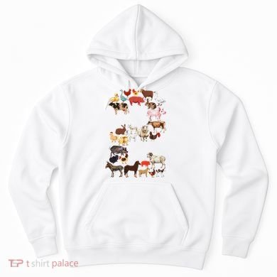 Fun 2nd Birthday Farm Animals Themed 2 Year Old Bday Hoodie