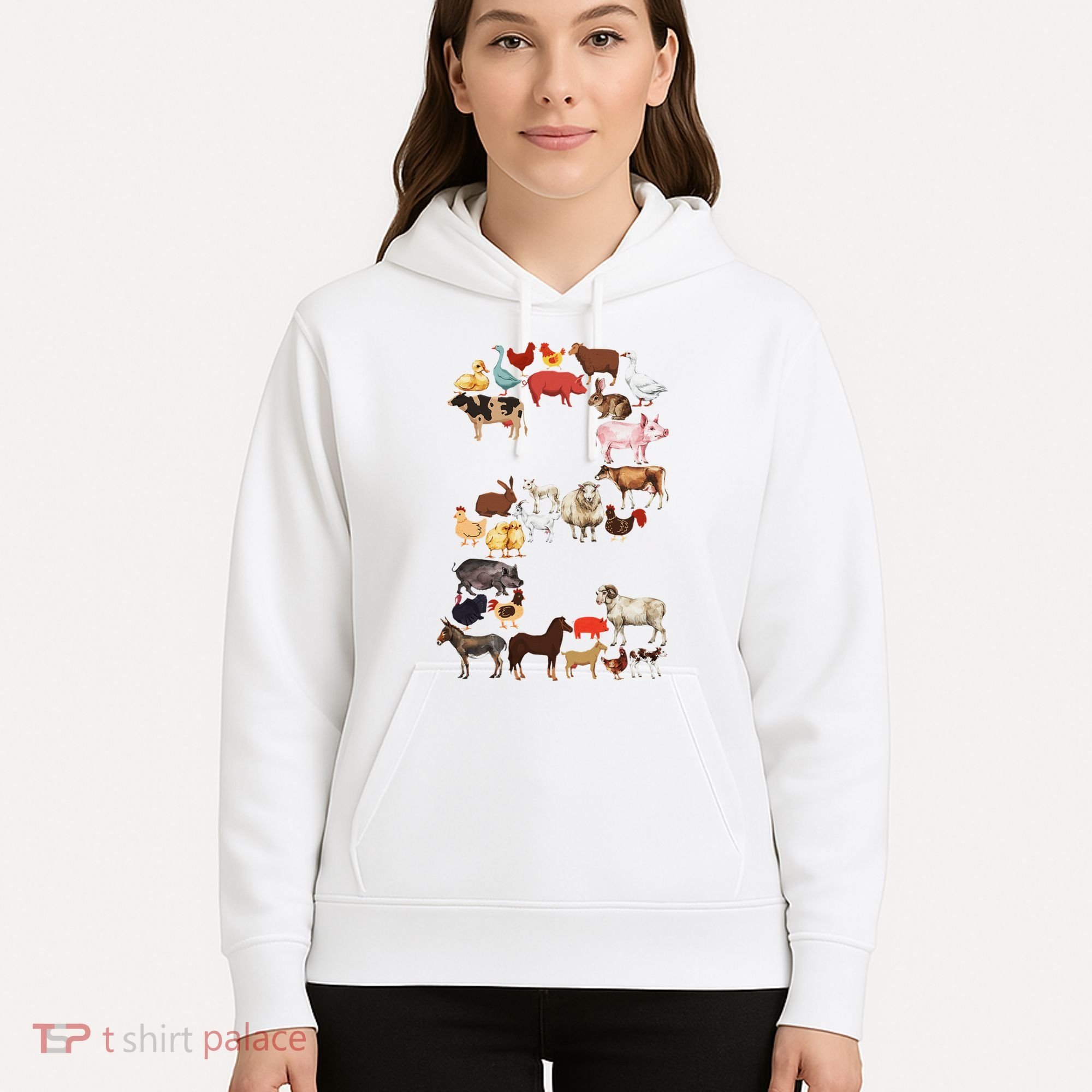 Fun 2nd Birthday Farm Animals Themed 2 Year Old Bday Hoodie