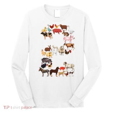 Fun 2nd Birthday Farm Animals Themed 2 Year Old Bday Long Sleeve Shirt
