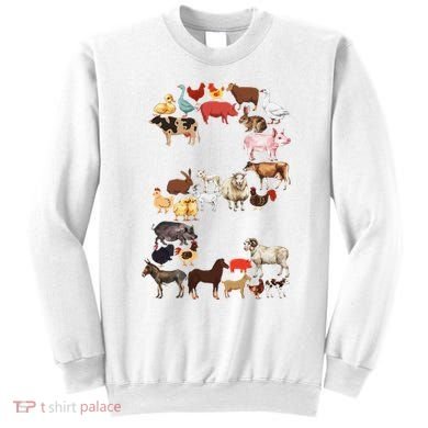 Fun 2nd Birthday Farm Animals Themed 2 Year Old Bday Sweatshirt