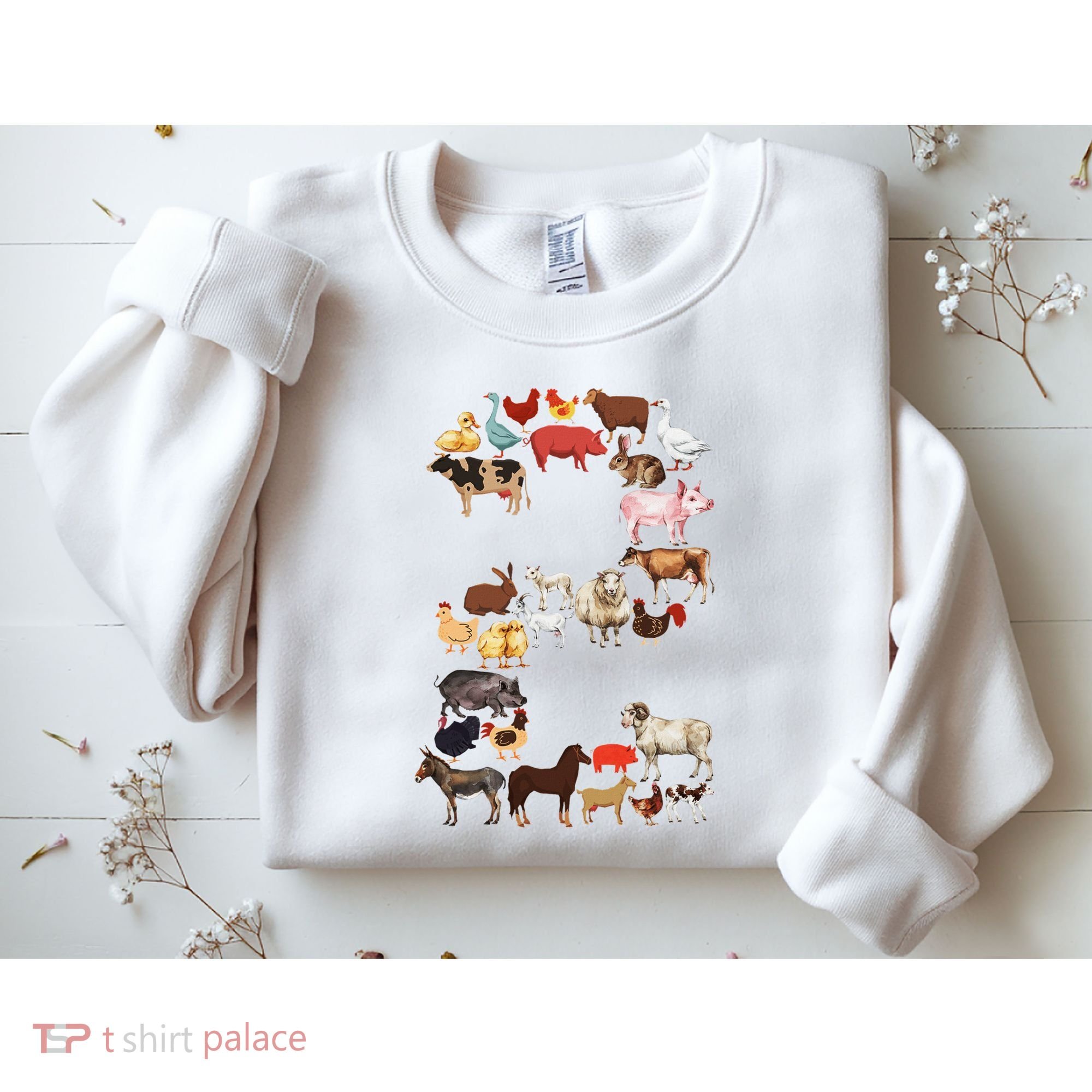 Fun 2nd Birthday Farm Animals Themed 2 Year Old Bday Sweatshirt