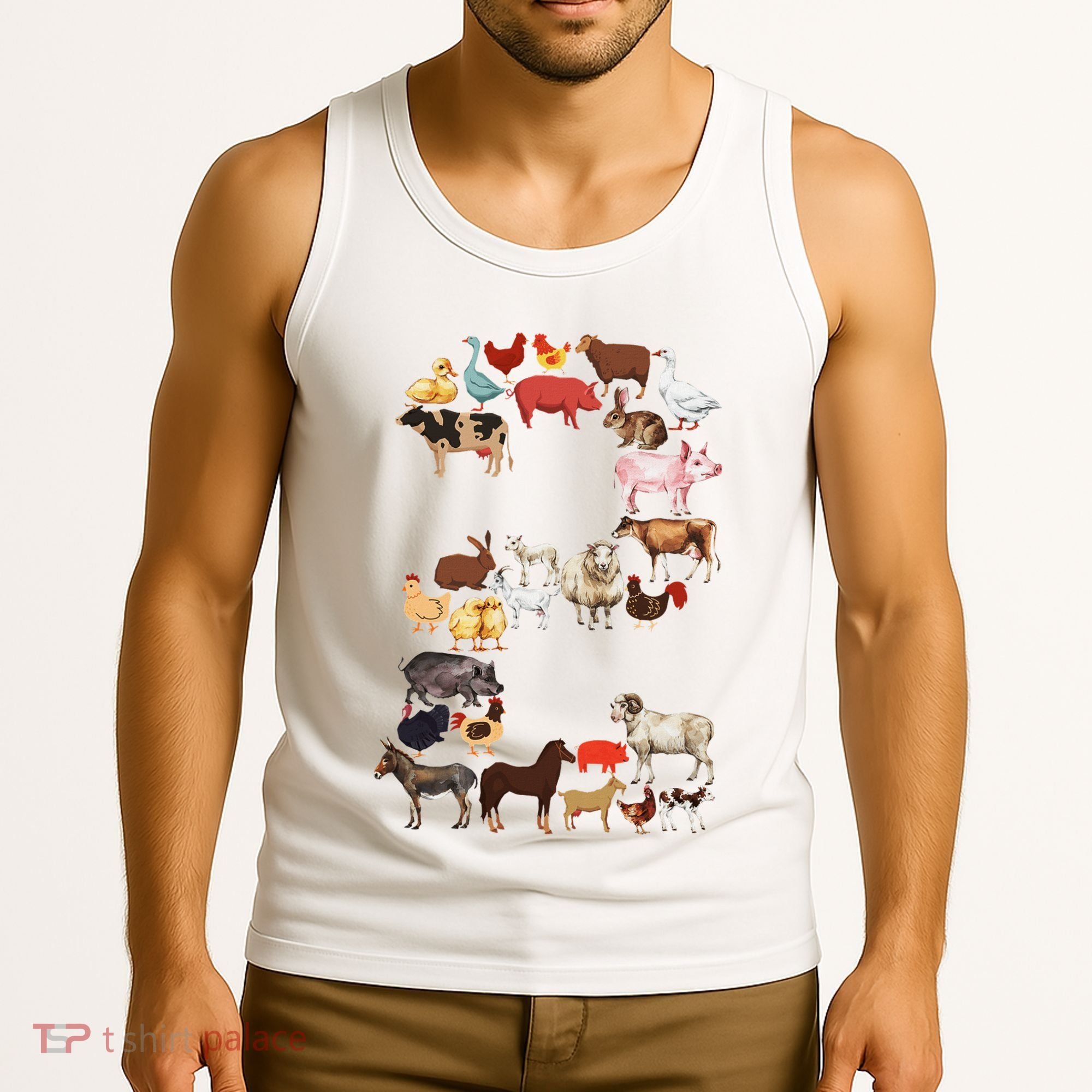 Fun 2nd Birthday Farm Animals Themed 2 Year Old Bday Tank Top