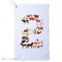 Fun 2nd Birthday Farm Animals Themed 2 Year Old Bday Golf Towel thumb 0