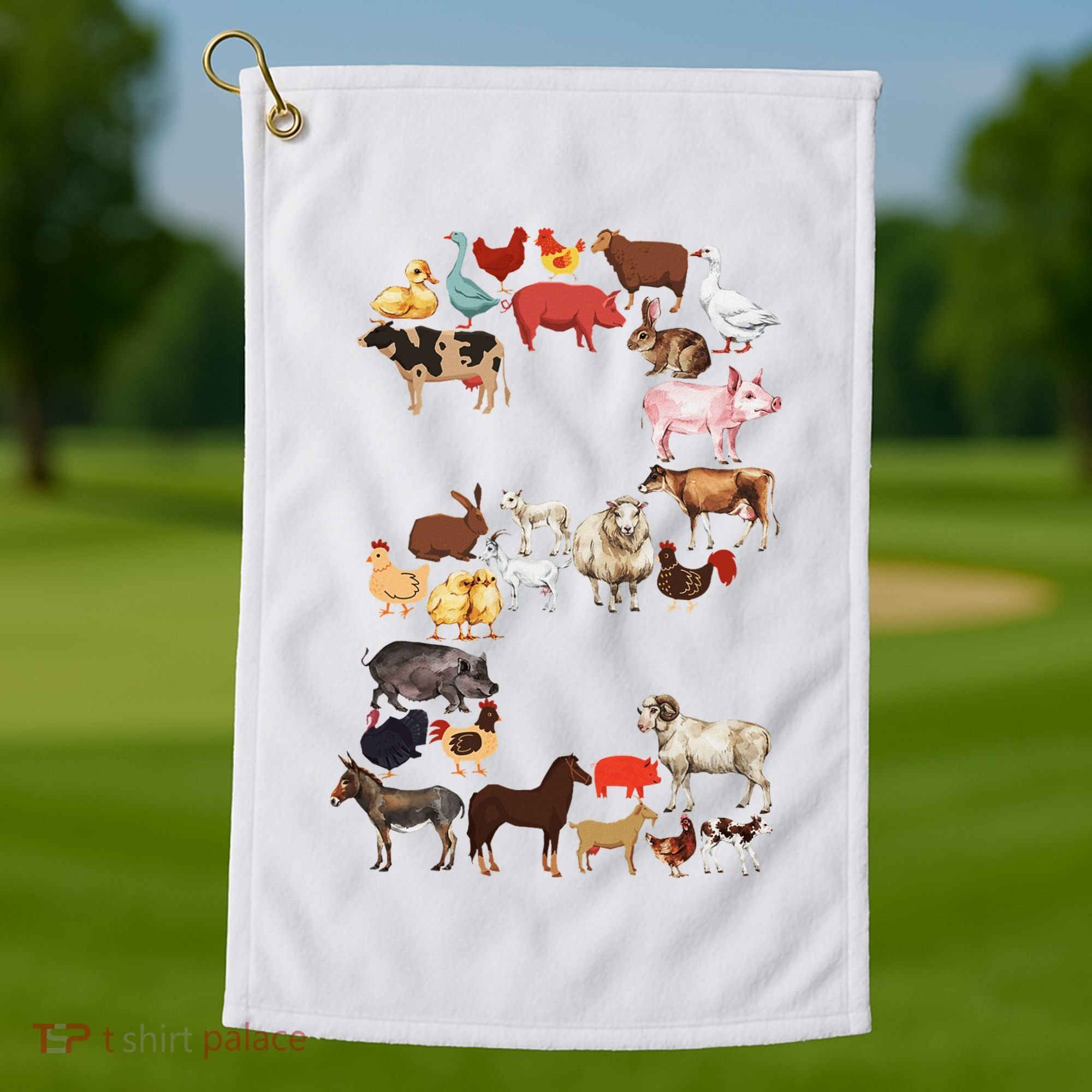 Fun 2nd Birthday Farm Animals Themed 2 Year Old Bday Golf Towel