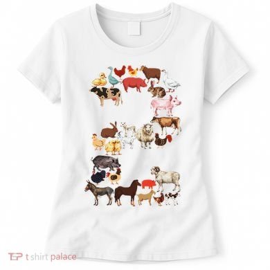 Fun 2nd Birthday Farm Animals Themed 2 Year Old Bday Women's T-Shirt