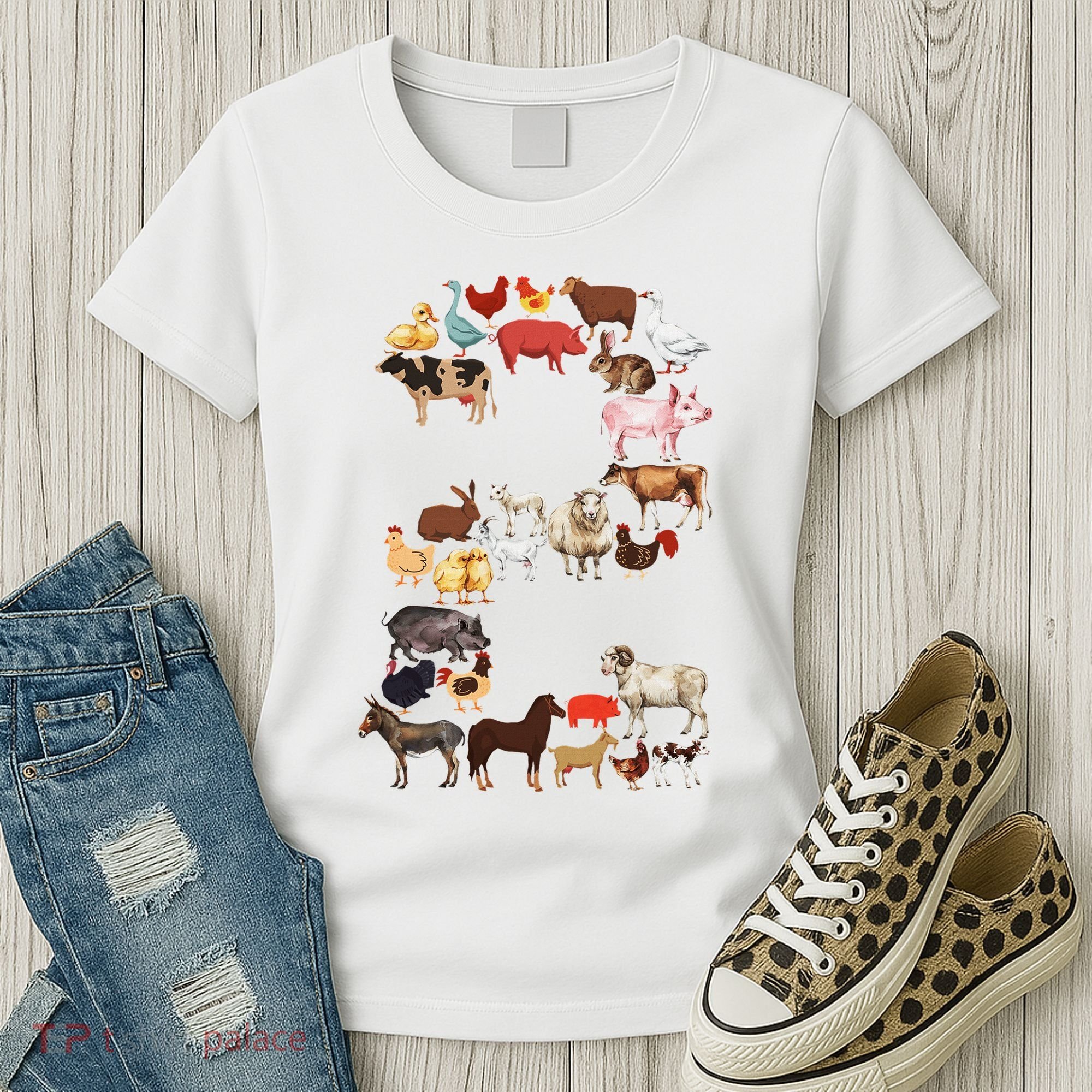 Fun 2nd Birthday Farm Animals Themed 2 Year Old Bday Women's T-Shirt