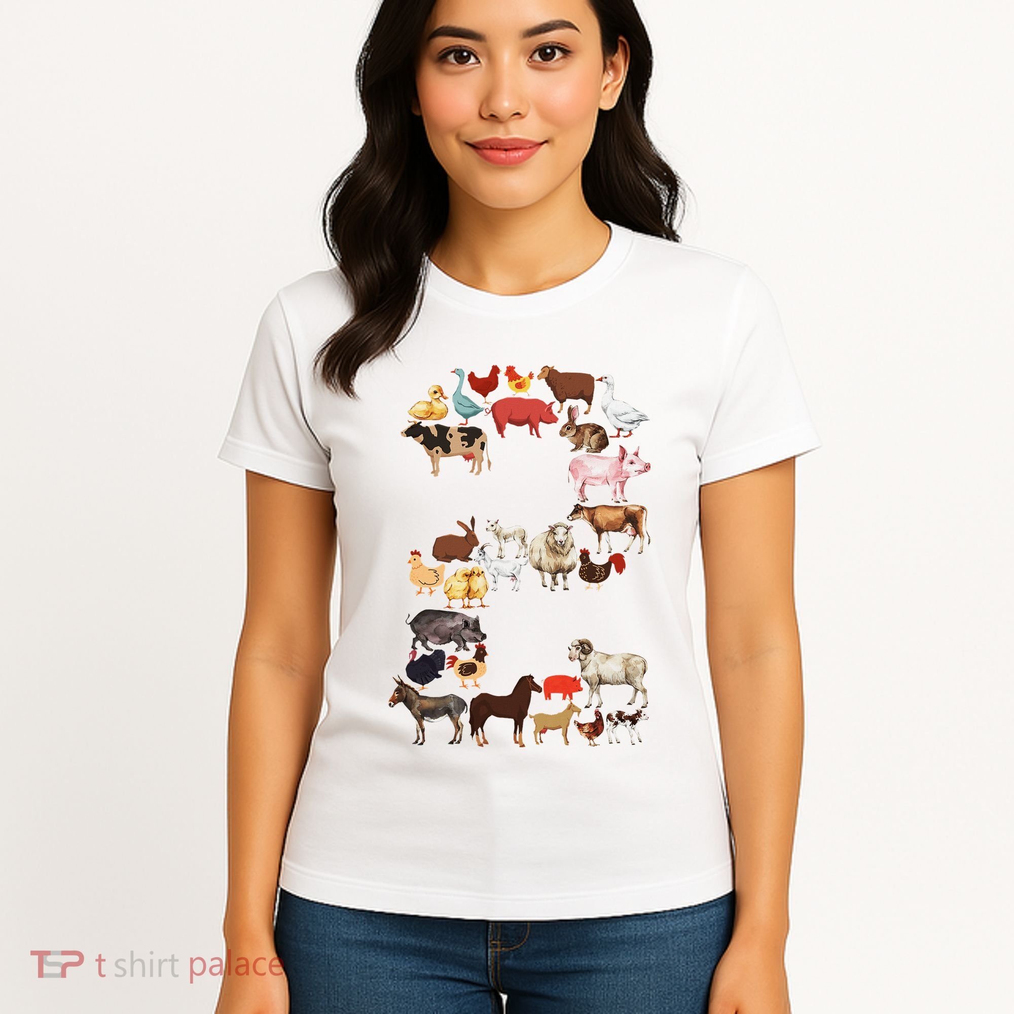 Fun 2nd Birthday Farm Animals Themed 2 Year Old Bday Women's T-Shirt