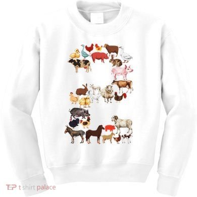 Fun 2nd Birthday Farm Animals Themed 2 Year Old Bday Kids Sweatshirt