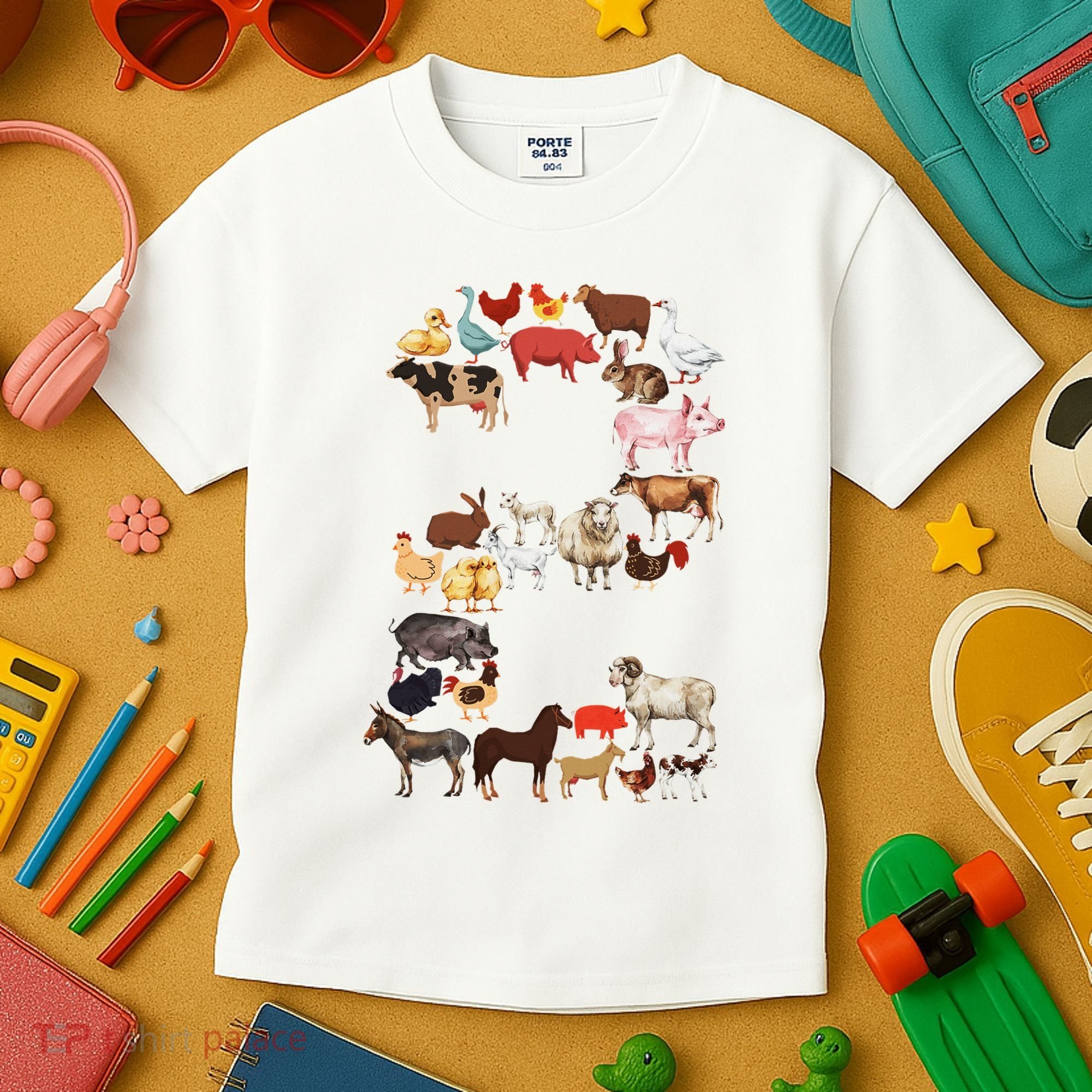 Fun 2nd Birthday Farm Animals Themed 2 Year Old Bday Kids T-Shirt