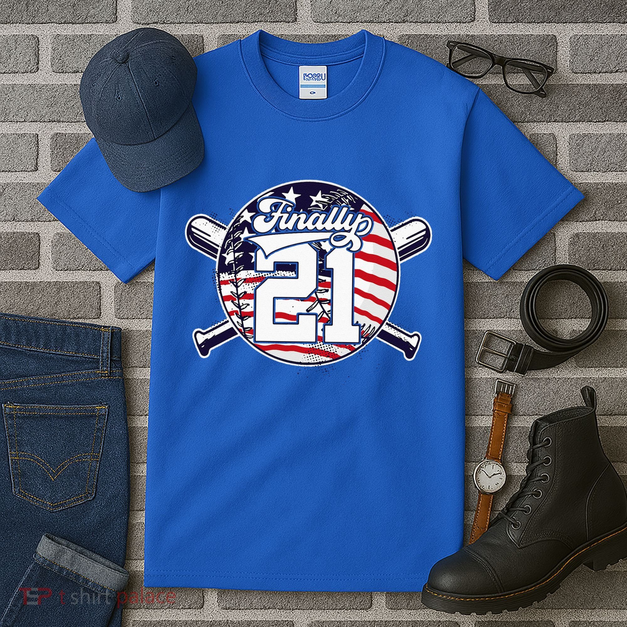 FINALLY 21 BASEBALL 21st BIRTHDAY Tall T-Shirt
