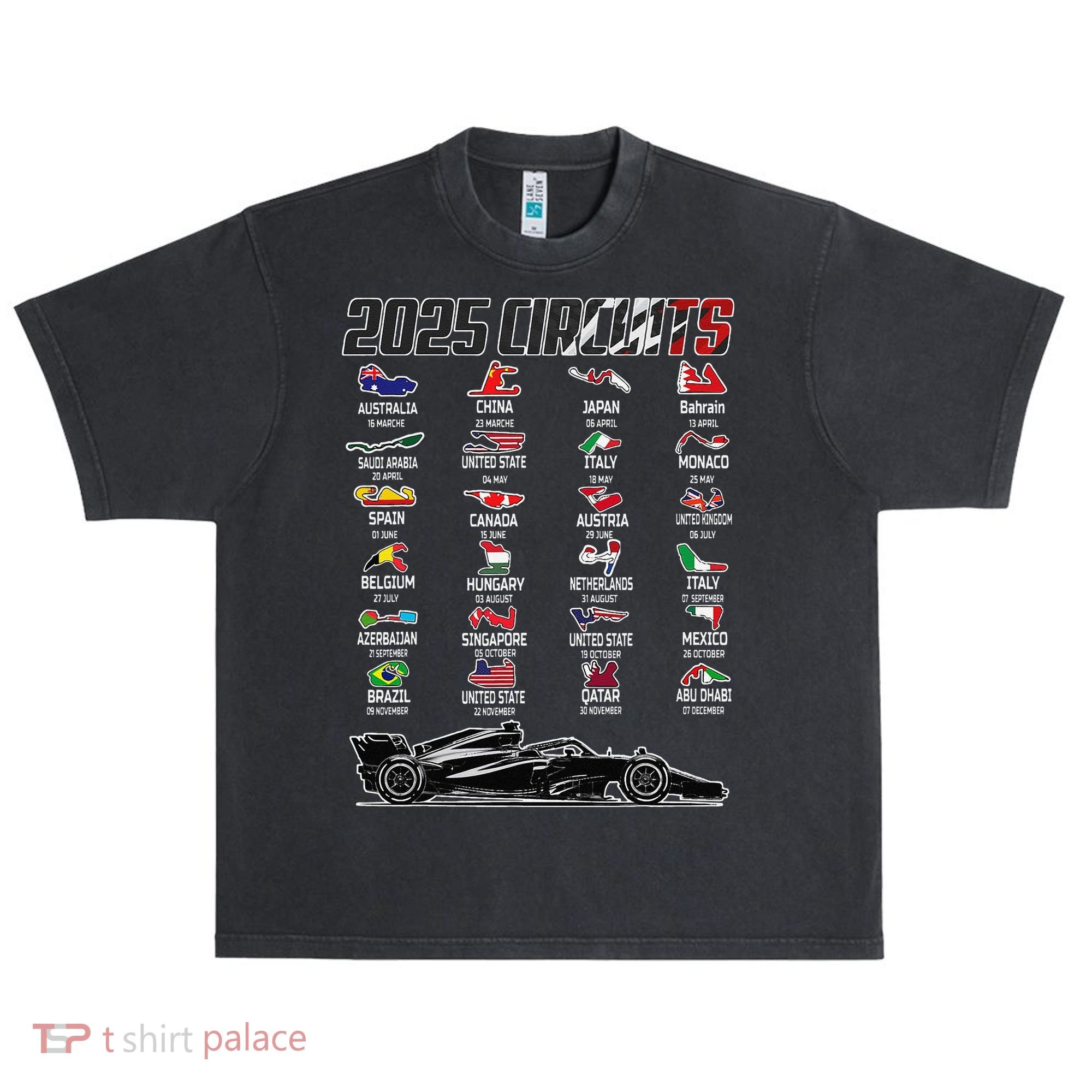 Formula 2025 Circuits Formula 2025 Schedule Race Car Formula Urban Oversized Heavyweight T-Shirt
