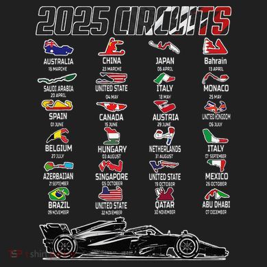 Formula 2025 Circuits Formula 2025 Schedule Race Car Formula Urban Oversized Heavyweight T-Shirt