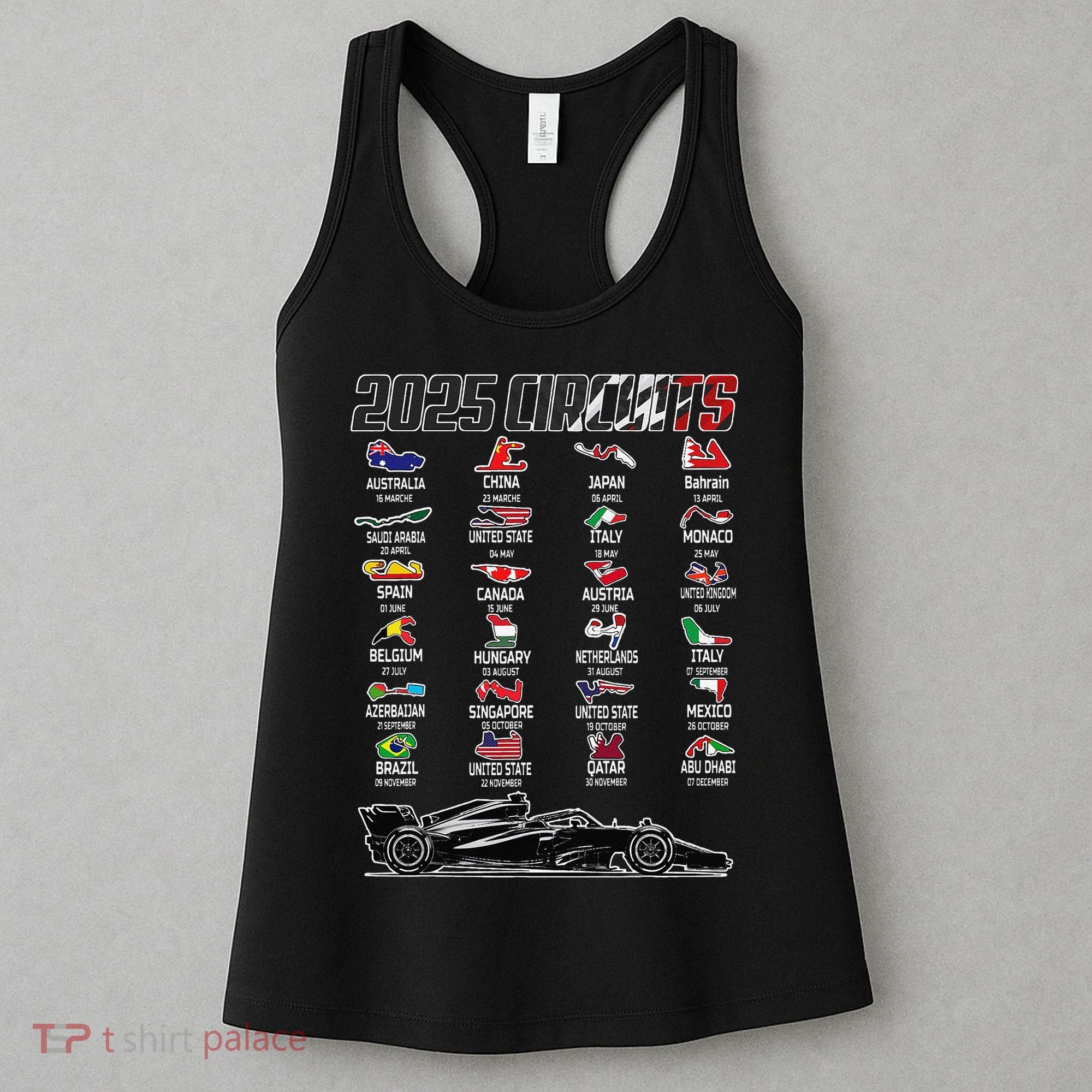Formula 2025 Circuits Formula 2025 Schedule Race Car Formula Women's Tank Top