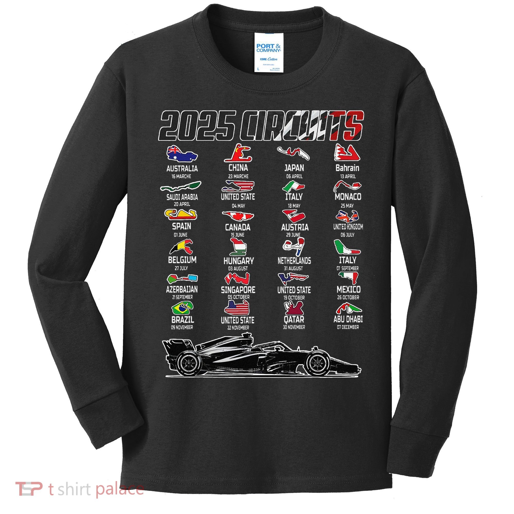 Formula 2025 Circuits Formula 2025 Schedule Race Car Formula Kids Long Sleeve Shirt