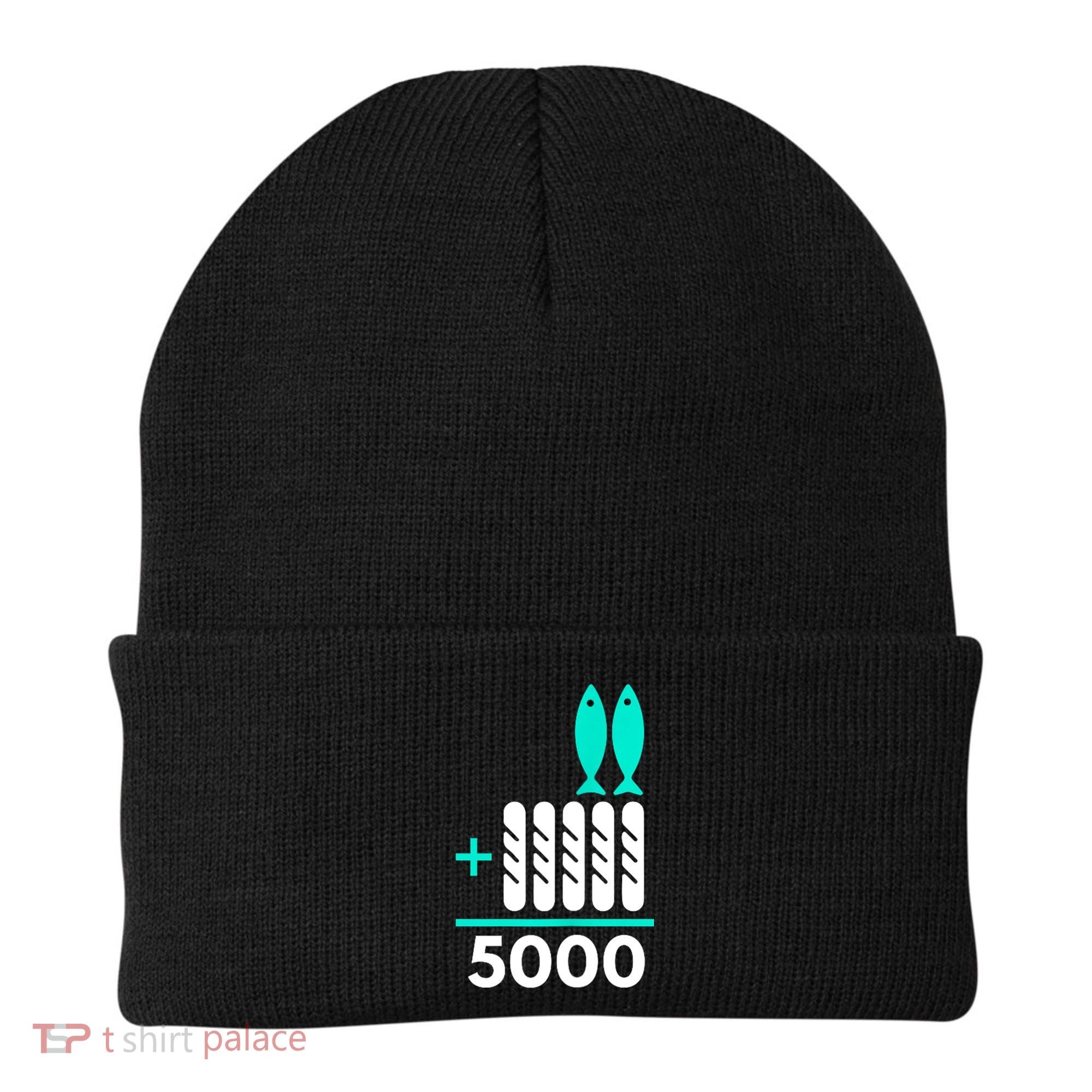 Funny 2 Fish +5 Loaves = 5000/5 Loaves And 2 Fish Gift Beanie