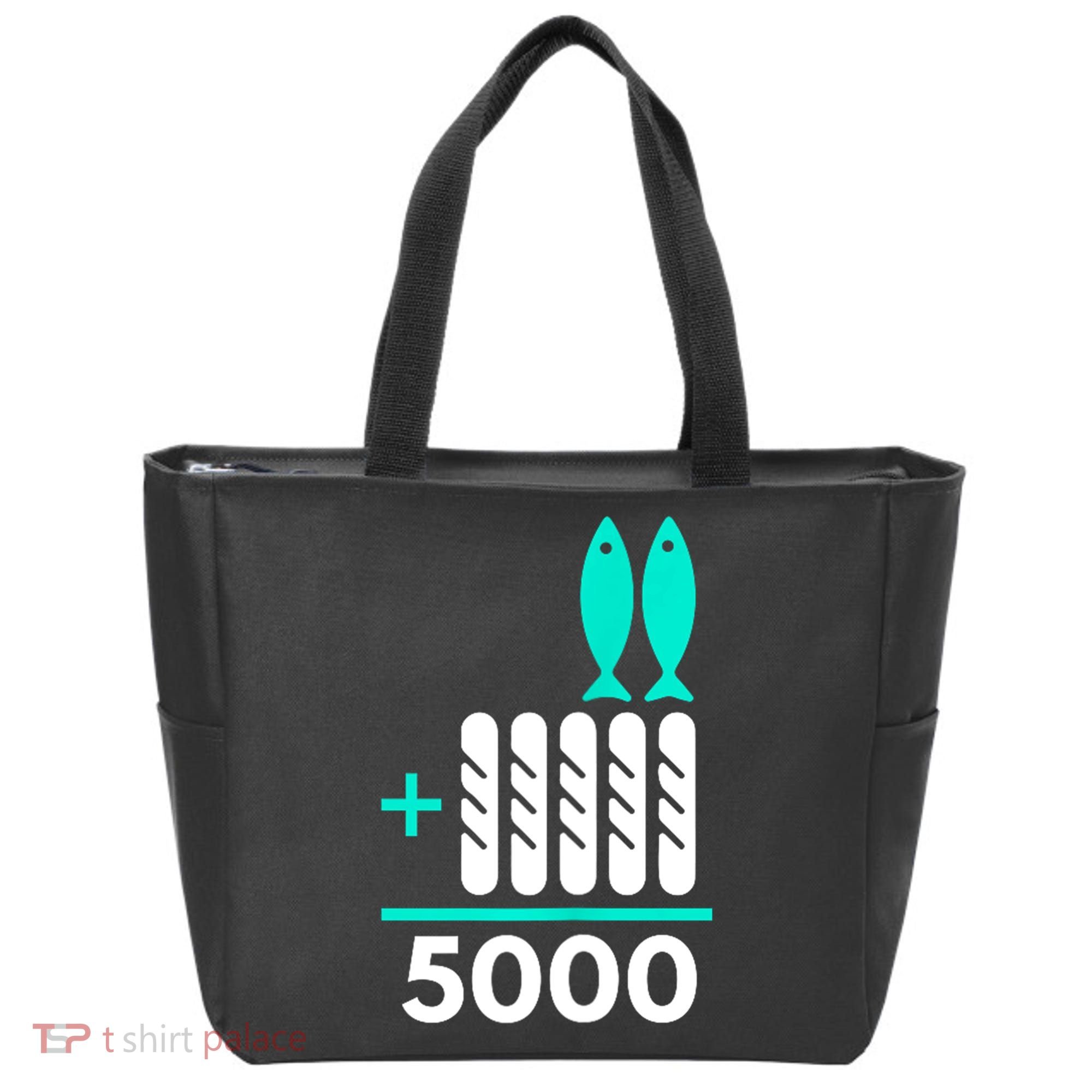 Funny 2 Fish +5 Loaves = 5000/5 Loaves And 2 Fish Gift Tote Bag