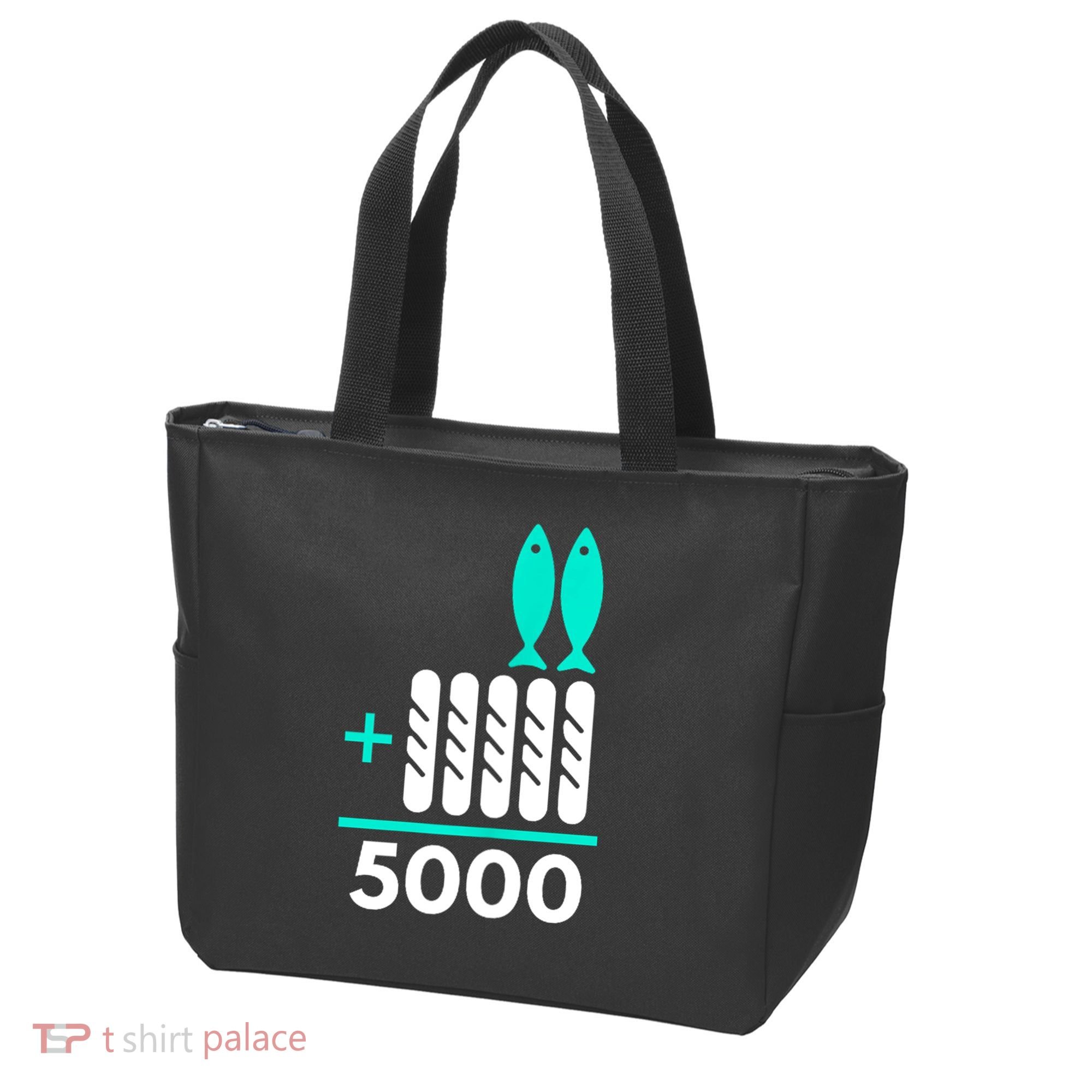 Funny 2 Fish +5 Loaves = 5000/5 Loaves And 2 Fish Gift Tote Bag